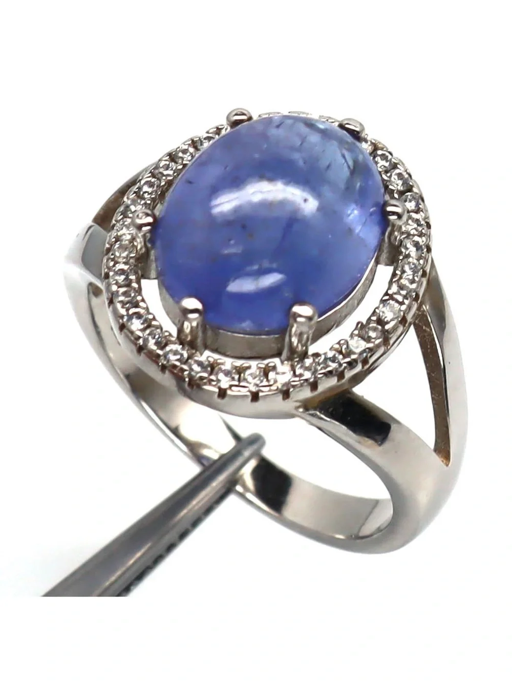 Enchanting 11x9mm Natural Blue Tanzanite 4.5CT Ring 925 Sterling Silver Size 7